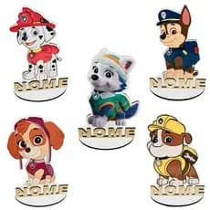 Kit 06 a 20 Display Centro de Mesa Patrulha Canina Colorido Adesivado, Lembrancinha Personalizado Com Nome Mdf