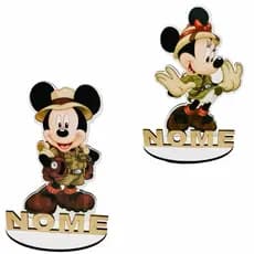 Kit 06 a 20 Display Centro de Mesa Mickey e Minnie Safari, Colorido Adesivado Lembrancinha Personalizado Com Nome