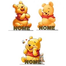 Kit 06 a 20 Display Centro de Mesa Ursinho Pooh Baby Fofo Colorido Adesivado, Lembrancinha Personalizado Com Nome Mdf
