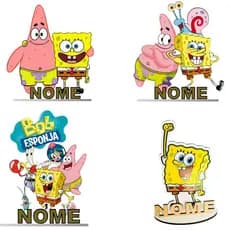 Kit 06 a 20 Display Centro de Mes Bob Esponja Colorido Adesivado, Lembrancinha Personalizado Com Nome Mdf