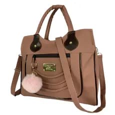 Bolsa Feminina 2 Divisorias e 2 Alças Transversal Modelo + Lindo Chaveiro Pom Pom Novo Estilo Moda