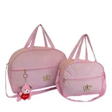 Kit 2 Bolsa Maternidade Grande e Pequeno Bebe Menina/Menino 2 Peças Espaçosa + Chaveiro Ursinho