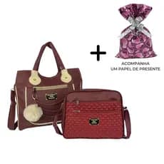 Kit 2 Bolsa Feminina Grande Transversal de ombro + Pequena de lado Lateral + Papel Presente+Chaveiro
