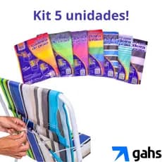 Kit 5un Refil Troca Facil Capa Cadeira de Praia Alta Tecido Colorido Resistente Original