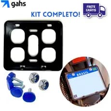 Suporte Protetor de Placa Moto Padrão Mercosul Kit com Trava Antifurto Parafusos e Porcas