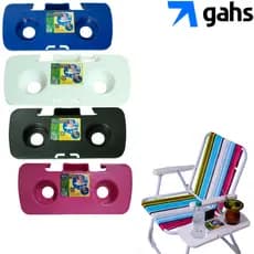 Mesa Portatil Para Cadeira de Praia Apoio Copos Acoplar Cuia Celular Sacolas Colorida