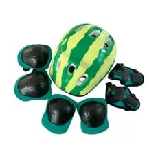 Kit Infantil Capacete De Bike Joelheira Cotoveleiras Proteção Patins Skate Bicicleta Verde Melancia