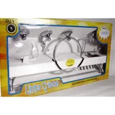 Acessórios Kit Cristal para Banheiro 5 Peças Cromado Saboneteira Suporte Toalha
