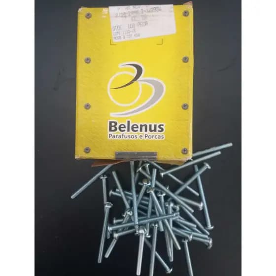 Parafuso Redondo Rosca Máquina Fenda Reta Zinc Branco 3/16-24 x 2.1/2 Bsw cx c/ 100 un