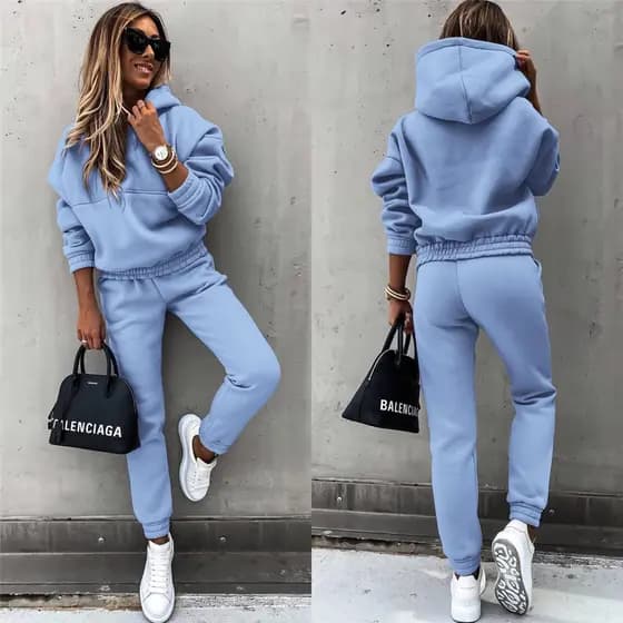 Outono inverno novo estilo moda manga comprida esportes Casual moletom senhoras terno de duas peças