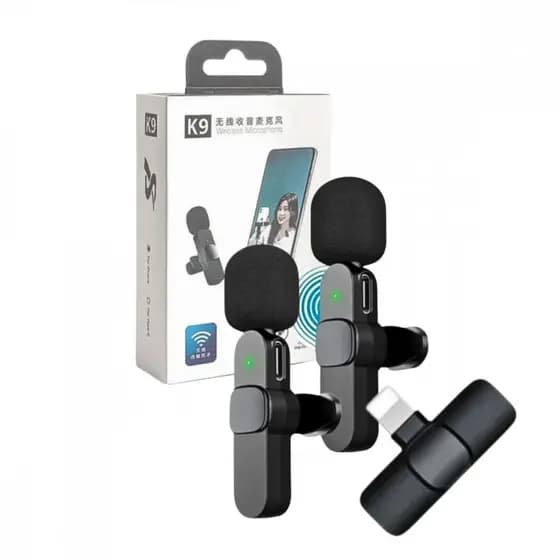 Microfone Condensador Duplo de Lapela Wireless Lightning