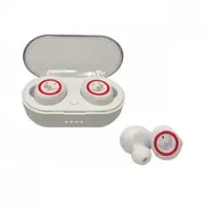 Fone de Ouvido Intra Auricular Bluetooth com Case de Carregamento - Branco com Vermelho