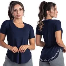 Kit com 2 Blusa Karina Fitness Tapa Bumbum Long Line Academia Esportivo de Malha Viscolycra Com Silk