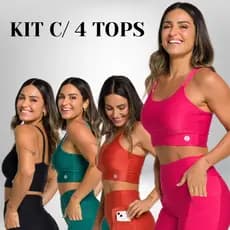 Kit 4 Tops Antonella Alcinha Fina Sem Bojo Toper Moda Fitness Feminina Adulto Academia