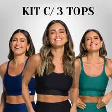 Kit 3 Top Antonella Alcinha Fina Sem Bojo Toper Moda Fitness Feminina Academia