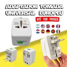Adaptador Tomada Universal Internacional Uk EUA Ásia Europa Viagem em 150 Países Europeu Compacto