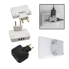 Pino Adaptador Banjamim 3 Saídas Articulado Latão Tomada 10A Cinza ou Branco