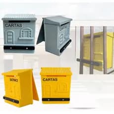 Caixa Correio Carta Lubian PVC Reforçada Amarela ou Cinza tipo Gradil Colonial Correspondência