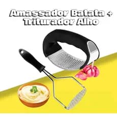 Kit Espremedor de Alho Inox Triturador + Amassador de batatas Inox Utensílios De Cozinha
