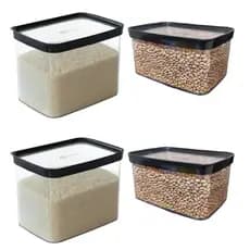 Kit 2 Potes Herméticos Empilháveis Ideal para Arroz e Feijão Resistente e Prático p/ Cozinha