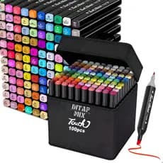 Kit 100 Canetinhas Colorir Ponta Dupla Cores Vibrantes Estojo Bag Qualidade Desenho Escolar