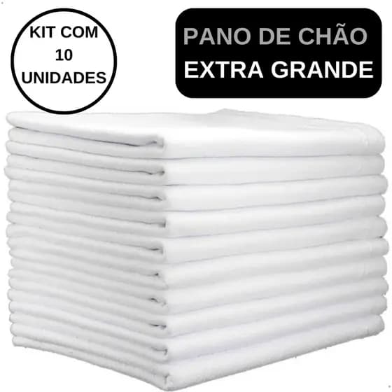 Ditap Mix Kit 10 Pano De Chão Branco Grande Saco Duplo Algodão Atacado Cor Branco
