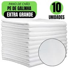 Pano de Chão Pe de Galinha Branco Extra Grande Grosso Saco Duplo 10 Un Atacado Limpeza Pesada