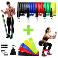Kit 11 Itens Extensor Elástico Treino Em Casa + 5 Mini Band Exercícios Fisioterapia Ditap Mix Top