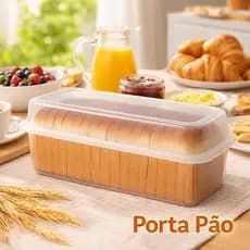 Porta Pão de Forma Transparente Retangular com Tampa Recipiente de Pães