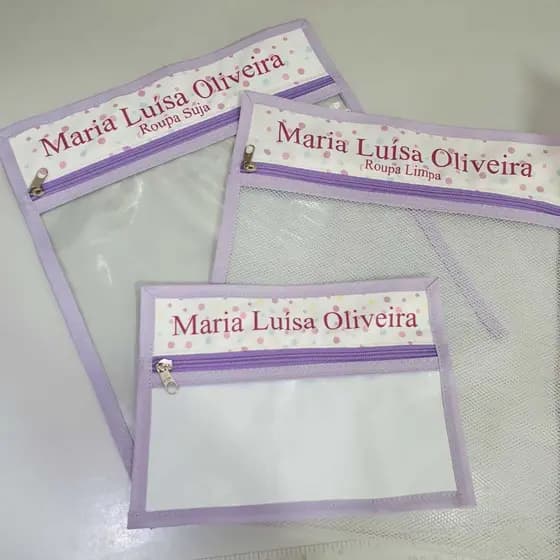 Sacolinhas para roupa suja para mochila / saquinho organizador personalizado com nome