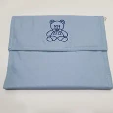 Porta fraldas com compartimento para lenço e fralda azul claro fosco