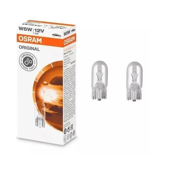 Par Lampada Pingão T10 Meia Luz Lanterna Placa Teto Break Light 12V 5W Original Osram Halogena Vidro