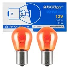Par Lampada 1 Polo Laranja Ambar Seta Lanterna Pisca P21W 12V BA15s 1141 Pino Encontrado