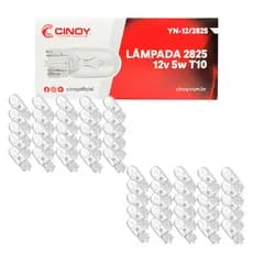 50 Unidades Atacado Lampada Pingão Cinoy Automotiva Miniatura Esmagada T10 2825 12V 5W