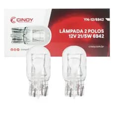 Par Lampada T20 Super Pingão Base Vidro Original Cinoy 21/5w 2 Polos