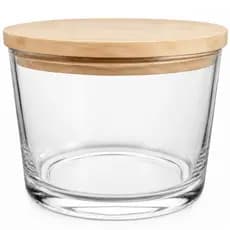 6 Pote Patê Vidro 150ml Copo Para Vela Com Tampa De Madeira