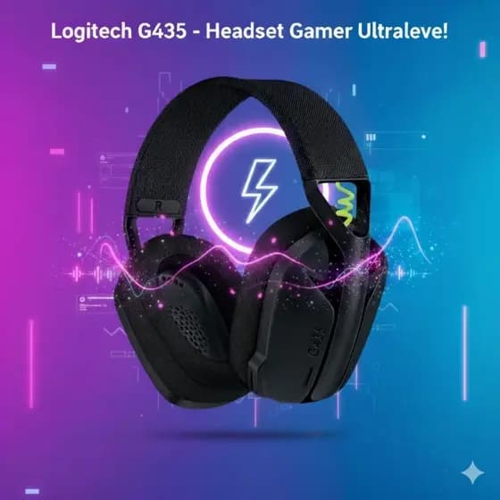 Headset sem fio Logitech-g435, Som surround, Bluetooth, Compatível com jogos e música