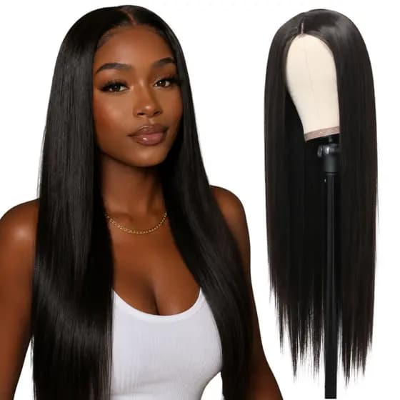 Peruca Lace Wig Lisa Sem Franja Fibra Orgânica 70cm