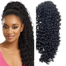 Cabelo Cacheado Rabo De Cavalo Puff 60cm Fibra Orgânica