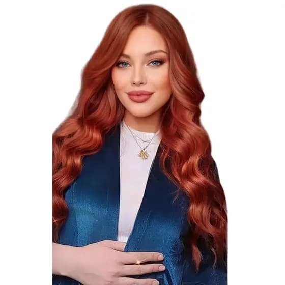 Peruca Lace Wig Ruiva Ondulada Natural Fibra Orgânica + Wig Cap