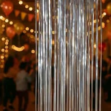Cortina Fitas Metalizadas Decorativa Festa Evento Brilho Prateado Decoração Balão 2026