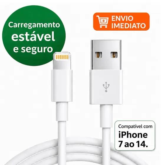 CABO DE IPHONE IOS USB LIGHTNING TURBO 1M CARREGAMENTO RÁPIDO ESTÁVEL E SEGURO