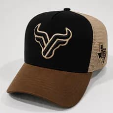 Boné Trucker estilo Cauntry Touro bordado  alto relevo americano unissex aba curva telinha original Texas Field