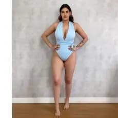 Maiô Feminino Cavado Decote Detalhe  Moda Praia