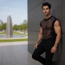 Regata estilo streetwear american summer star em tela arrastao