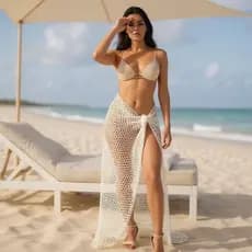 Saia saída de praia star em tela arrastão