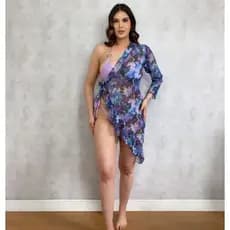 Saída de praia  em tule Floral Summer star
