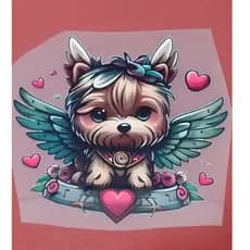 Estampa DTF digital alta resolução cachorrinho anjo morreu podemos incluir o nome do seu cachorrinho termocolante patch