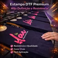 Estampas DTF textil Digital facil aplicar ferro de passar para camiseta logo empresa uniforme blusa