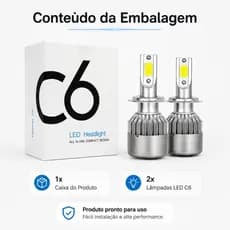 Kit 2 Lâmpadas LED C6-H3 6000K Super Branca 10 SMD 5630 Farol Milha DRL Automotivo